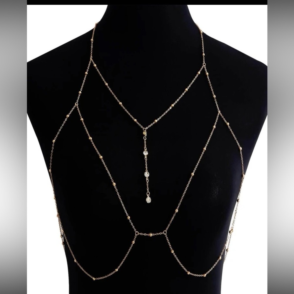 1pc Exquisite Rhinestone & Bead Decor Body Chain For Women For Spring - Picture 9 of 15
